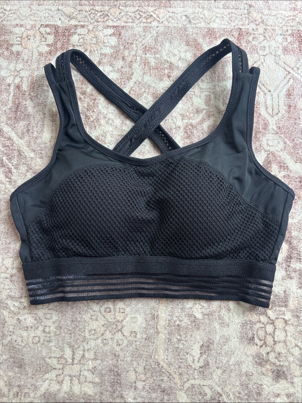 Target Black Padded Mesh Cross-Back Sports Bra